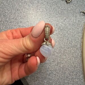 Judith Ripka Sterling Silver Light Blue Lace Agate Drop Earring